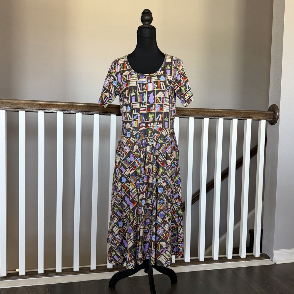 Svaha USA Library Books Owl Chess Fit Flare Midi Dress Small Academia Nerdcore